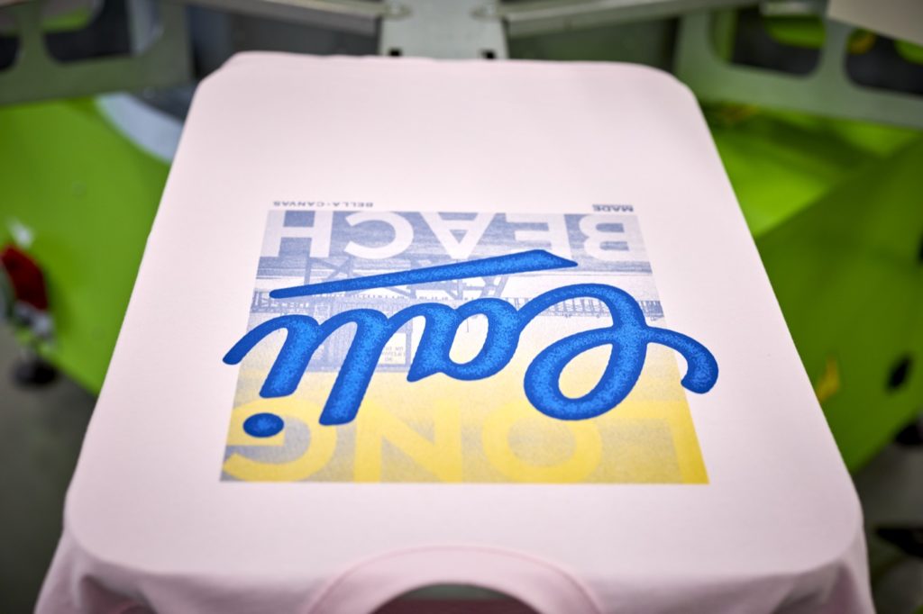 Gold Grey Blue Puff print on shirt